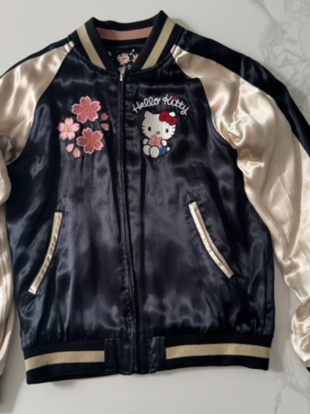 Sanrio Hello Kitty Sakura Reversible Sukajan Bomber Jacket in a Size Small - Picture 3 of 8